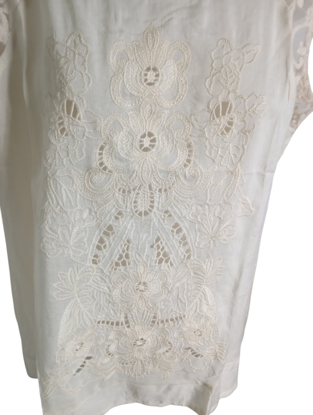 Forgotten Grace Lace Embroidered Tank Top Sheer Boho Sleeveless Cream Blouse L - Picture 3 of 7